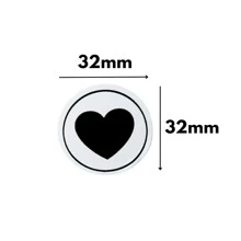 250 Black Round Heart Packaging Adhesive Labels - Black - View 2