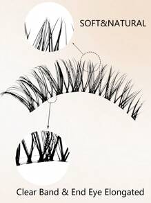 7 Pairs Of 13mm Transparent Stem Natural Feathery Soft False Eyelashes, Fashion For Party Makeup