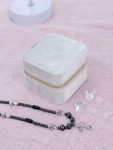 Weiches Plüsch Reise-Schmuckbox, kleine Reise-Schmuckbox, tragbare Mini-Schmuckaufbewahrungsbox zum Reisen, geeignet für Ringe, Ohrringe, Halsketten - Verschiedenfarbig - Übersicht 9