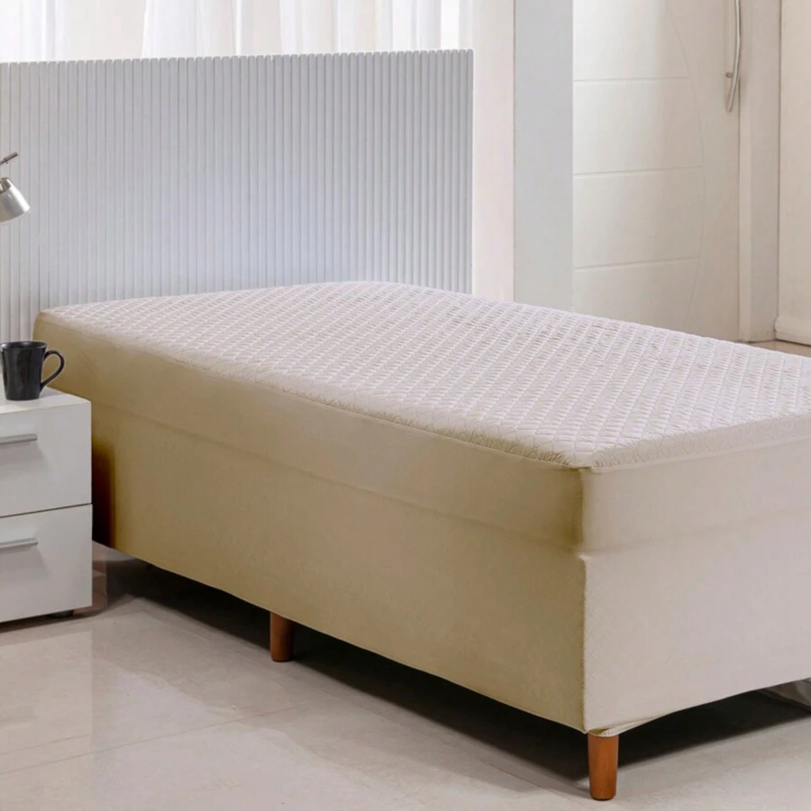 Waterproof Mattress Protector Box Single Mattress Cover - Beis - Ver 1