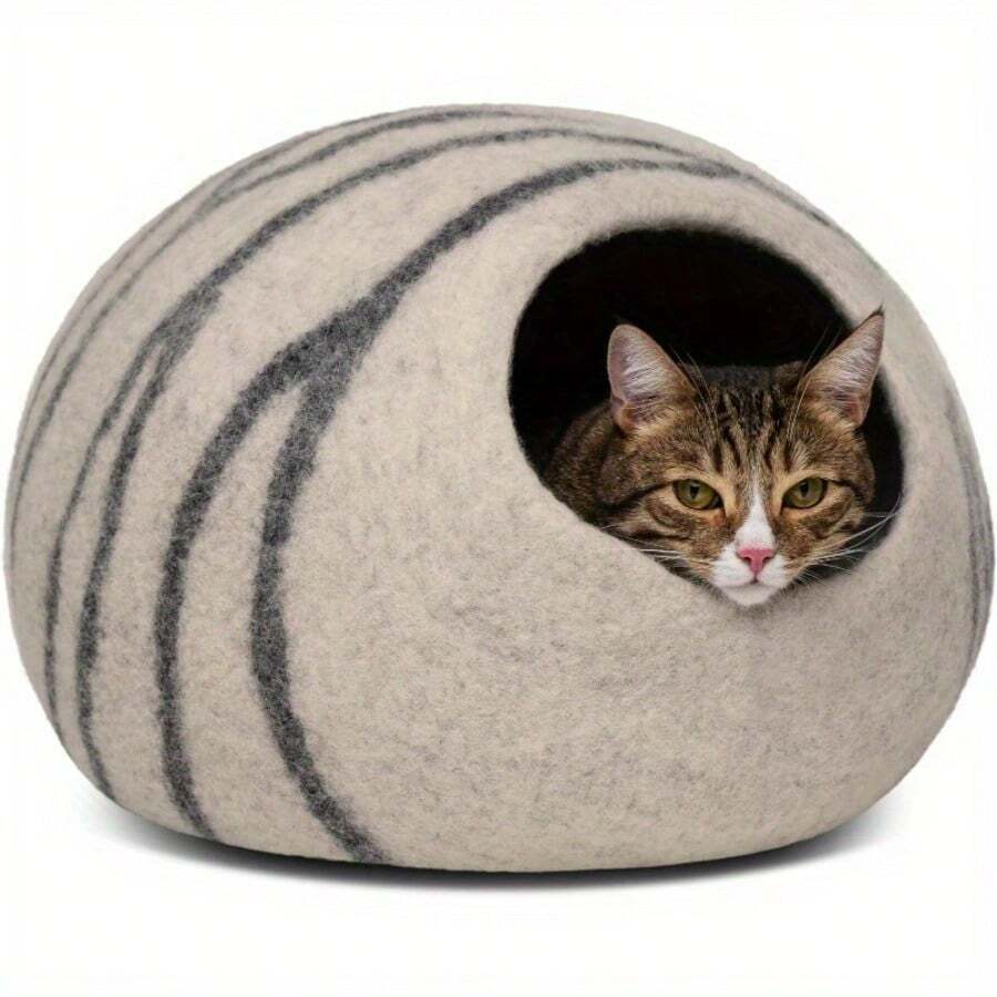 Premium Felt Cat Bed Cave Handmade 100 Merino Wool Bed For Cats And