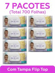 7 Packs - ALCOHOL-FREE Wet Wipes/Towels With Lid - 100 Sheets - Dorah Baby (Total 700 Sheets) - 白色 - 查看 1