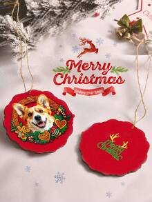 1pc Custom Photo Christmas Ornament, Personalized Photo Christmas Wooden Ornament, Petal Outline Design With Christmas Wreath, Hanging Accessories Ornaments Memorial Decoration, Custom Ornament, Scene Decor, Room Decor, Home Decor, Christmas Holiday Party Decor, Christmas Decor, Best Gift For Christmas Holiday, Best Christmas Gift, Gift For Dad/Mom/Her/Him/Girlfriend/Boyfriend/Pets, Birthday Gift For Couples, Anniversary Gift, Housewarming Gifts Graduation