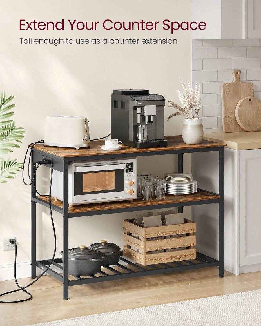 VASAGLE Kitchen Island With 3 Shelves, 47.2 Inches Width Kitchen Shelf
