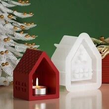 1 pieza Molde de vela de aromaterapia con forma de casa del amor, molde de silicona de resina para decoraciones en miniatura de casas de yeso DIY