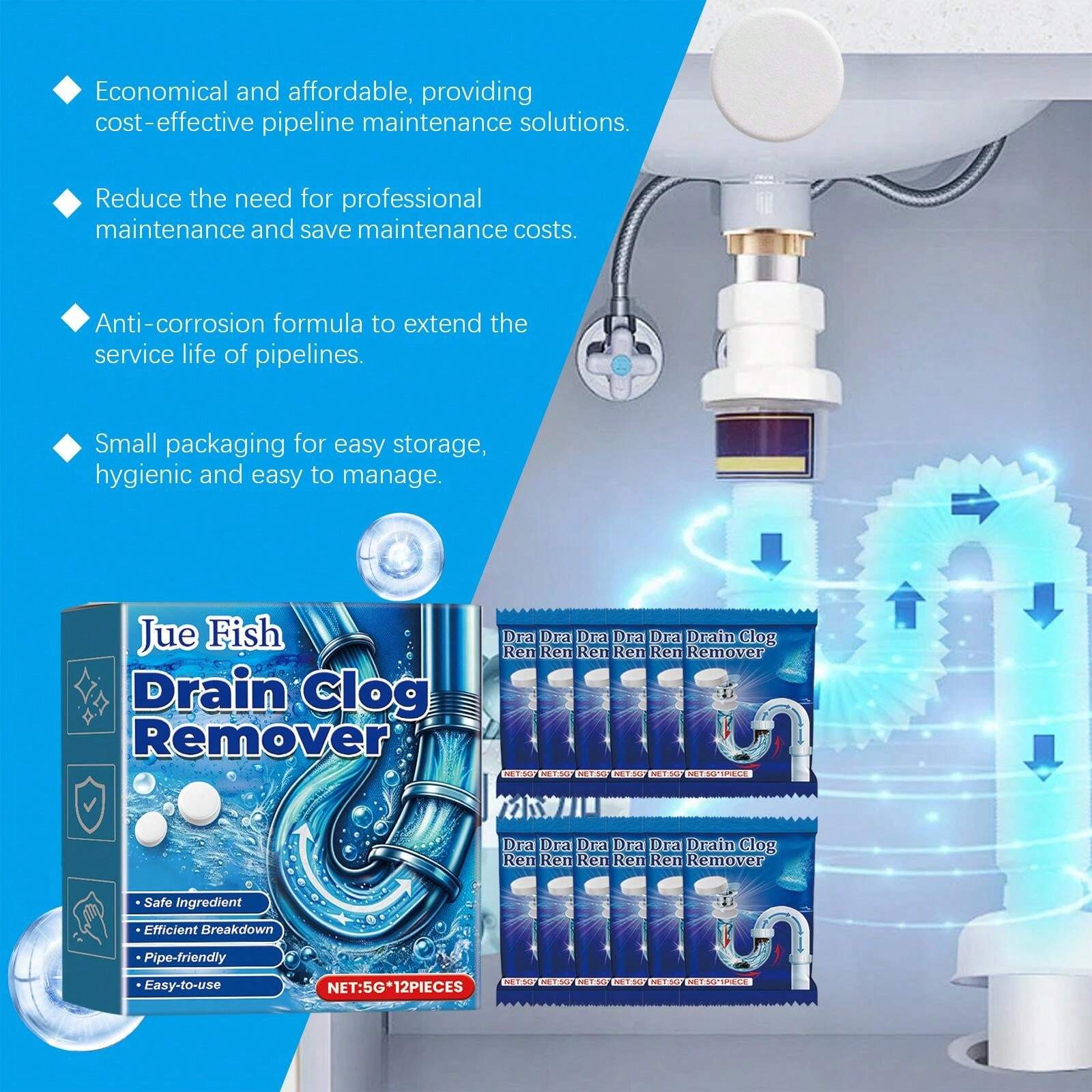 Pipe Dredge Agent Powerful Dissolves Kitchen Sewer Oil Stains Toilet