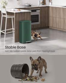 SONGMICS Trash Can With Lid, 8 Gallon Garbage Can, Stainless Steel Small Waste Bin With Step Pedal And Inner Bucket, Soft Close, Kitchen - 綠色 - 查看 6