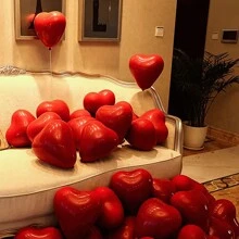 10 quả bóng bay cao su hình trái tim màu đỏ lựu 2 lớp 10 inch, trang trí tiệc cưới sinh nhật, trang trí Giáng sinh - Đỏ - Xem 2