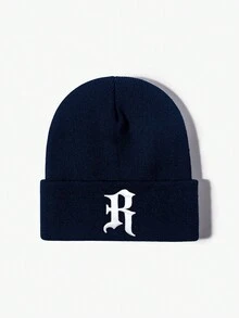 1 件户外刺绣 R 字母针织帽，可调节防晒休闲帽，适合春秋季旅行、海滩度假、Y2K 风格年轻男士 - 針織帽 - 查看 13