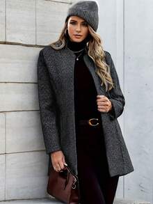 HOMEYEE Áo khoác cardigan blazer cổ ve dài tay có túi phong cách cổ điển, thanh lịch, giản dị, công sở cho nữ, mùa thu/đông - màu đen - Xem 4