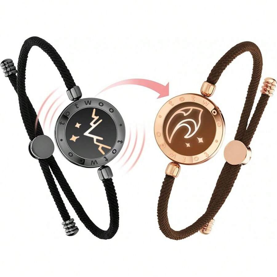 TOTWOO Long Distance Touch Bracelets For Couples, Vibration & Light Up