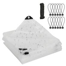 Clear Heavy Duty Tarpaulin Waterproof With EyeletsTie Outdoor Transparent Waterproof Tarpaulin Clear Tarp Anti-Tear Tarp With Grommets Windproof Cover - Transparent - View 1