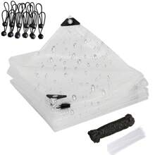 Clear Heavy Duty Tarpaulin Waterproof With EyeletsTie Outdoor Transparent Waterproof Tarpaulin Clear Tarp Anti-Tear Tarp With Grommets Windproof Cover - Transparent - View 11