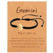 1 pieza Pulsera unisex con de los 12 signos del zodíaco, hecha a mano de acero inoxidable trenzado, de moda