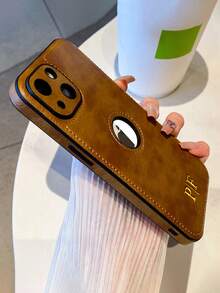 Ốp lưng điện thoại có lỗ logo tên cá nhân tùy chỉnh tương thích với iPhone 16 15 14 13 12 11 Pro Max 16 15 14 Plus Da doanh nhân cổ điển sang trọng khắc chữ cái đầu tên 3D DIY chống sốc - màu nâu - Xem 6