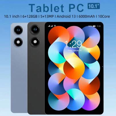 Processor: Upp till 2,0 GHz 8-kärnig, Android 13 10,1" surfplatta, 6 GB RAM + 128 GB ROM, 1280*800 pekskärm, dubbel kamera