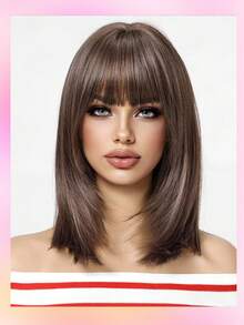 Tóc giả tổng hợp TOPSHE cho phụ nữ trông tự nhiên hàng ngày dự tiệc Tóc giả dài hàng ngày dự tiệc Quà tặng Halloween Giáng sinh - Hồng nâu - Xem 4