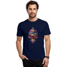 30.1 T-Shirt Combed Printed Casual For Any Moment Scary Skull - Màu xanh lam - Xem 1