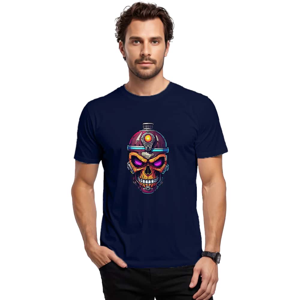 30.1 T-Shirt Combed Printed Casual For Any Moment Scary Skull - Màu xanh lam - Xem 1