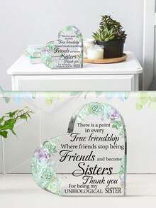 1 件亚克力心形牌匾，女性朋友礼物友谊闺蜜礼物最佳向日葵花礼物非亲生姐妹礼物圣诞节生日礼物，家居装饰，纪念礼物桌面摆件纪念装饰 - 多色 - 查看 11