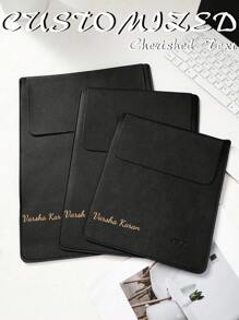 1pc Logotipo personalizável Grande capacidade Bolsa de armazenamento para computador ao ar livre, Material PU Cor sólida Minimalista Capa protetora para laptop, Bolsa de carregador com revestimento interno magnético faça você mesmo para laptop