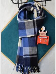 2024新款秋冬情侣格纹条纹双面流苏保暖围巾 男友礼物 男女通用 师生生日礼物 长款加厚围脖 日韩风 休闲优雅 - 多色 - 查看 13