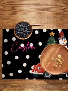1pc Personalized Christmas-Themed PVC Heat-Resistant Placemat, Creative Santa Claus, Christmas Tree, Snowman Pattern DIY Name Rectangle Dining Mat, Waterproof Oil-Proof Heat-Resistant, Washable Tablecloth, Custom Placemats - A Holiday Gift For Friends, Family, Classmates, Housewarming Presents, Christmas Decor - Multicolor - View 6