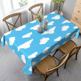 2パック ブルースカイ 白い雲 テーブルクロス 雲柄 使い捨てプラスチックテーブルカバー スカイクラウドテーマ 誕生日パーティー装飾 漫画テーブルクロス 誕生日 ブライダルシャワー ピクニック キッチン ダイニング パーティー用品 54"X108" 新学期 バレンタインデー