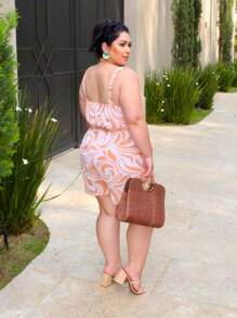 Women's Plus Size Jumpsuit Short Skirt With Printed Lining Summer - 顏色8 - 查看 4