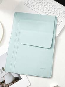 1pc Logotipo personalizável Grande capacidade Bolsa de armazenamento para computador ao ar livre, Material PU Cor sólida Minimalista Capa protetora para laptop, Bolsa de carregador com revestimento interno magnético faça você mesmo para laptop