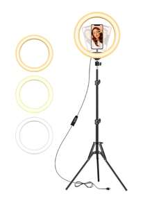 Aro de Luz 10 Pulgadas con Luz Led Blanca + Tripie - Negro - Ver 2