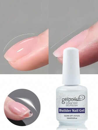 15ML Gel de uñas transparente para fortalecimiento, extensión y base de gel de uñas, que se puede remover con acetona, para uso con luz UV/LED