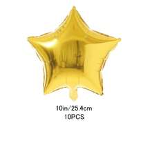 10个星形铝箔气球，25.4厘米聚酯薄膜铝箔气球适合生日派对、婚礼、订婚派对、庆典、节庆表演、派对活动 (金色，25.4厘米) - 金色 - 查看 9