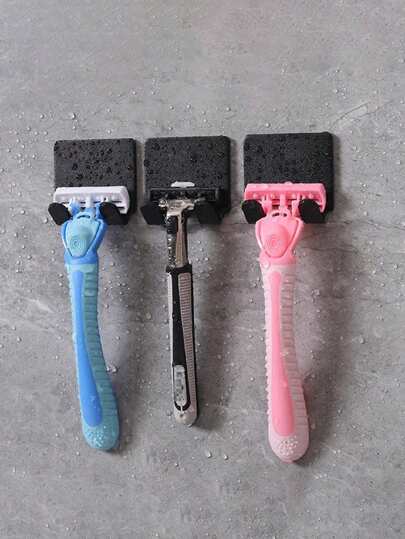 Gancho De Parede Para Uso Doméstico, Plástico Preto, Não É Necessário Perfurar, Adesivo Forte, Suporte De Armazenamento De Gancho De Navalha