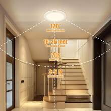 Rechargeable Ceiling Light, No Wiring Battery Operated Ceiling Light With Remote, Motion Sensor Dimmable Timing Motion Activated Overhead Shower Light For Bathroom Pantry Hallway Porch - 白色 - 查看 2