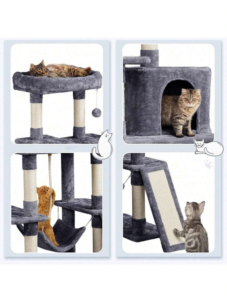 Large MultiLevel Cat Tree, 63 Inches Tall With SisalCovered