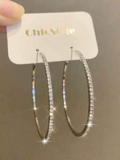 2pcs Minimalist Crystal Stud Earrings Set, Suitable For Women Daily Wear, Holiday, Dates (No Card)