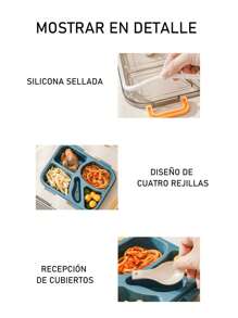 1 Piece Plastic Lunch Box With 4 Compartments, Bento Box With Dividers, Leakproof Microwave Safe, Food Storage Box, School Supplies, Christmas Gift - 彩色 - 查看 3