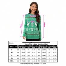 Ugly Christmas Sweater For Women Funny Xmas Sweatshirt Reindeer Snowflake Snowman Sweaters Funny Holiday Sweaters - Green - View 8