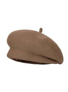 1pc Women's New Fashion High-Grade Versatile Elegant Curled Sheepskin Beret Headwear, Autumn/Winter, Japanese-Style Artistic Painter Hat, British Style