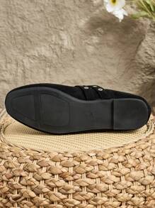 1 Pair Women's Flat Mary Jane Shoes, Black Buckle Casual Flats, Fashionable & Elegant For Dating, Autumn