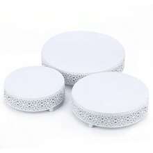 3 Pieces White/Golden Cake Stand Set, 8/10/12 Inch Round Metal Dessert Display Stand Decorative Cake Holder Cupcake Pastry Candy Display Plate For Wedding, Party, Birthday, Event - 白色 - 查看 4