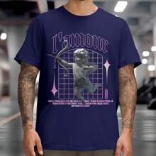 Camiseta Casual Anjo Back Cupido Lamour Camisa Anjinho Moda Streetwear 100% Algodão - Azul Marinho - Visão 1