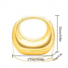 时尚亚克力女士手提包糖果色斜挎包手拿包，高端晚会钱包，约会礼物 - 金色 - 查看 2