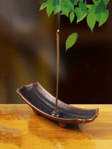 1pc Zen-Inspired Alloy Curved Boat Incense Holder, Creative Incense Burner Suitable For Meditation, Yoga, Home, Office And Various Festive Occasions