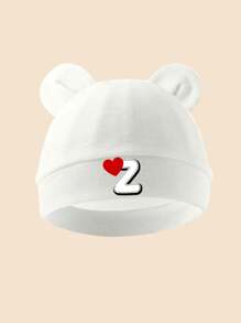 1 PC Cotton 26 Love Letter Printed Baby Hat, Soft And Warm For Newborns, Suitable As A Gift For Mothers To Babies. - White - View 8