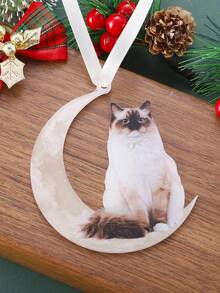1 Peça Decoração Acrílica Gato Sentado na Lua Pingente, Decoração de Casa, Enfeite de Árvore, Decoração Suspensa de Janela, Lareira, Jardim, Presente para Família, Amigo, Amante de Animais, Decoração, Decoração de Casa, Decoração de Quarto, Decoração de Parede
