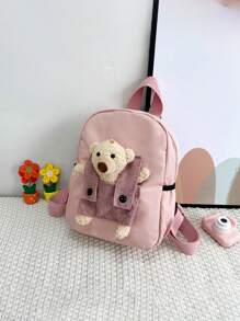 1pc Can Customize Personalized Embroidery Name Backpack, Fashionable And Versatile Bear Doll Backpack, Personalized Cute Shoulder Bag, Multi-Functional Foldable Large Capacity Storage Bag, Suitable For Work, Shopping, Outing, Picnic, Vacation, Beach Play, As A Gift For Family, Friends, Sisters, Brothers, And Girlfriends. - Multicolor - View 3