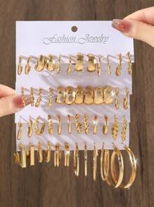 Juego de 48 aretes de moda, que incluye mariposa, corazón, perla, strass, geométrico, nudo retorcido y otros estilos variados; adecuado para vacaciones, fiestas, citas, uso diario, puede usarse como regalo, regalo del Día de San Valentín. - Estilo 3 - Ver 14