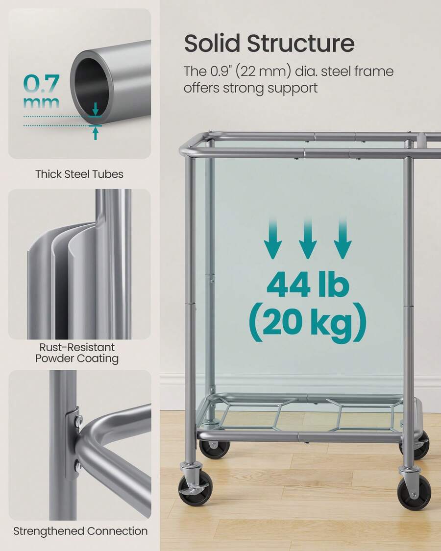 SONGMICS SONGMICS Laundry Basket With Wheels, Rolling Laundry Hamper
